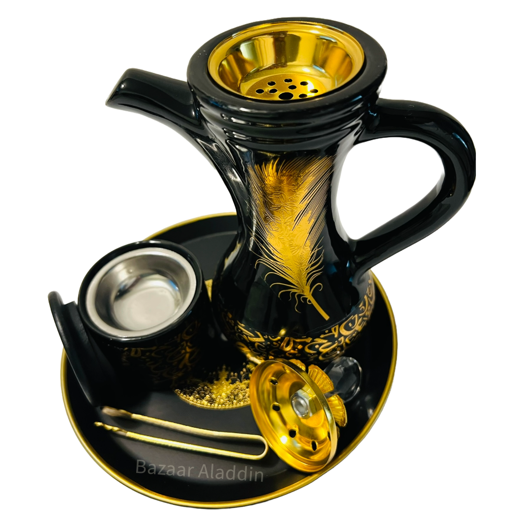 Incense Burners Shaped Like a Dallah with a Glass Finish and Metal Base