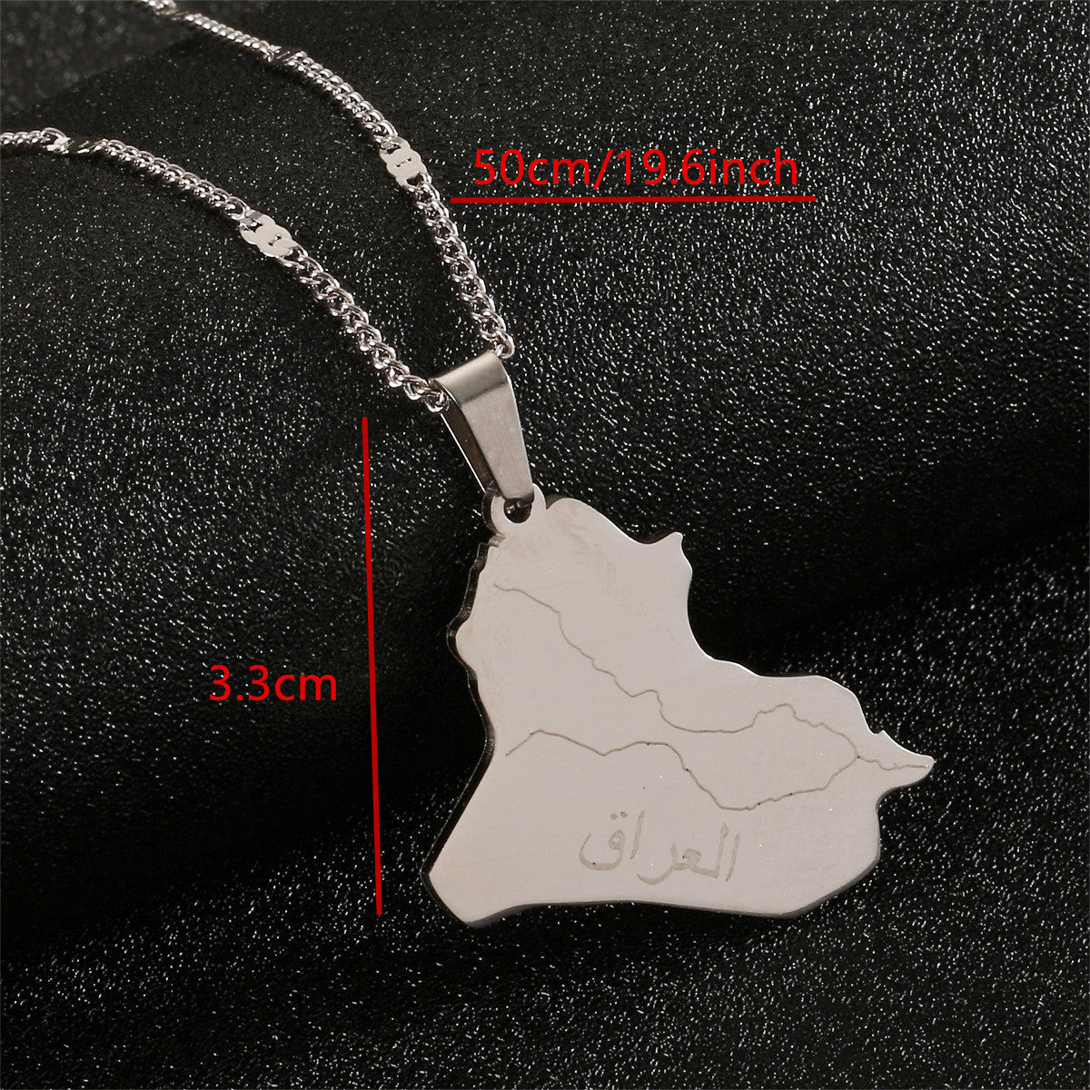 Republic Of Iraq Map Stainless Steel Necklace for Women Girls Gold Color / Silver Color Ethnic Party Wedding Birthday Jewelry