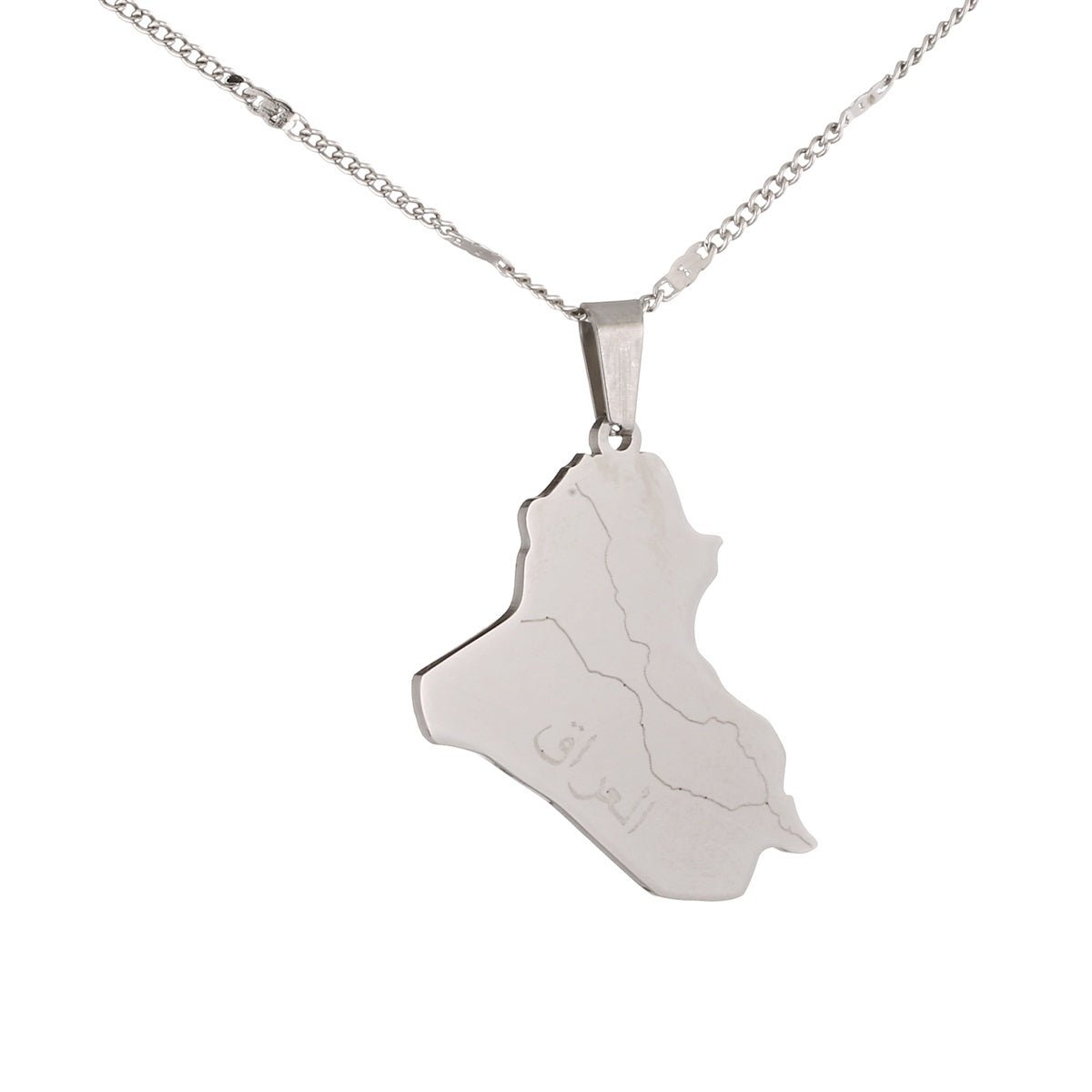 Republic Of Iraq Map Stainless Steel Necklace for Women Girls Gold Color / Silver Color Ethnic Party Wedding Birthday Jewelry