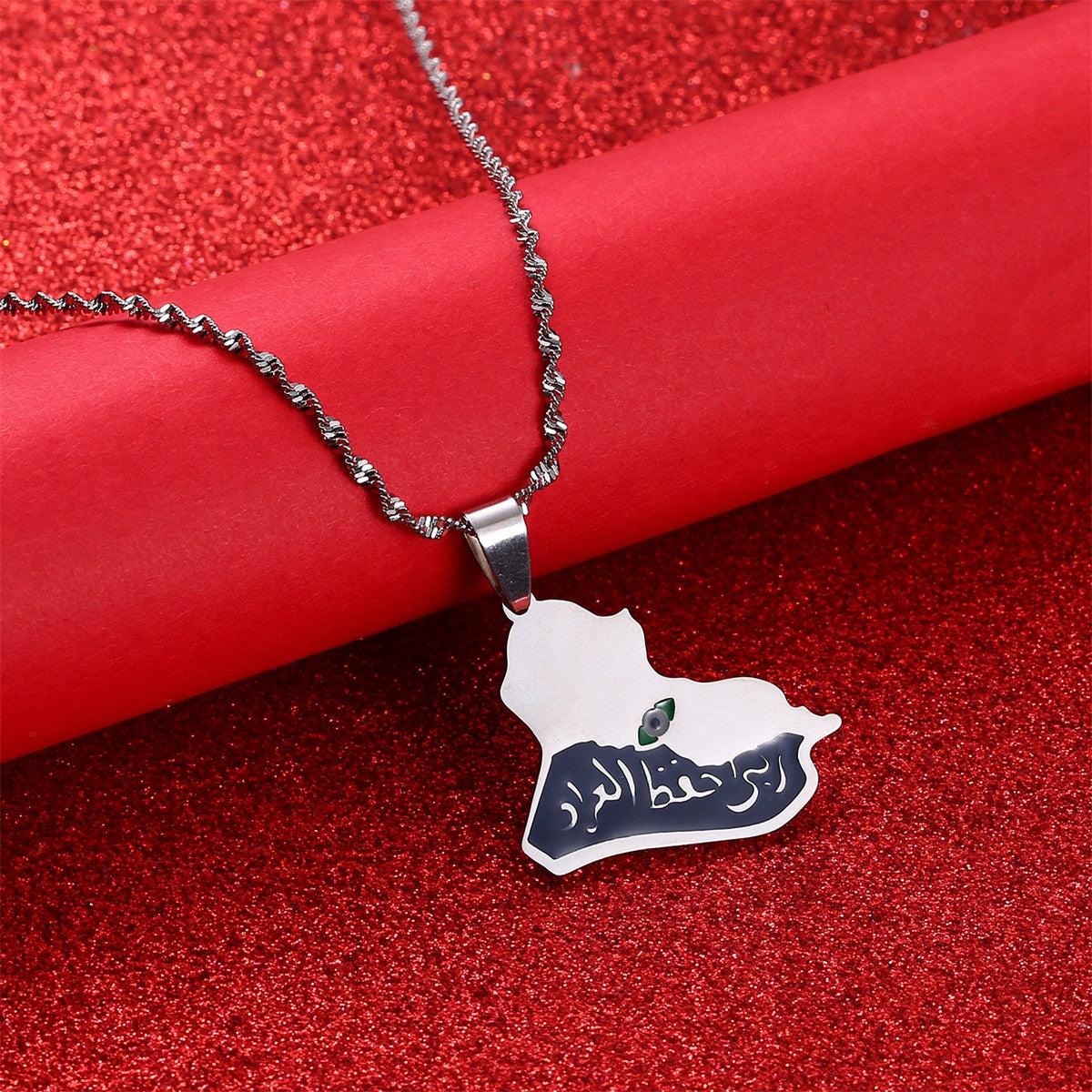 Arab Iraq Silver color Map Necklace Creative Personality Pendants Jewelry Fashion Accessories