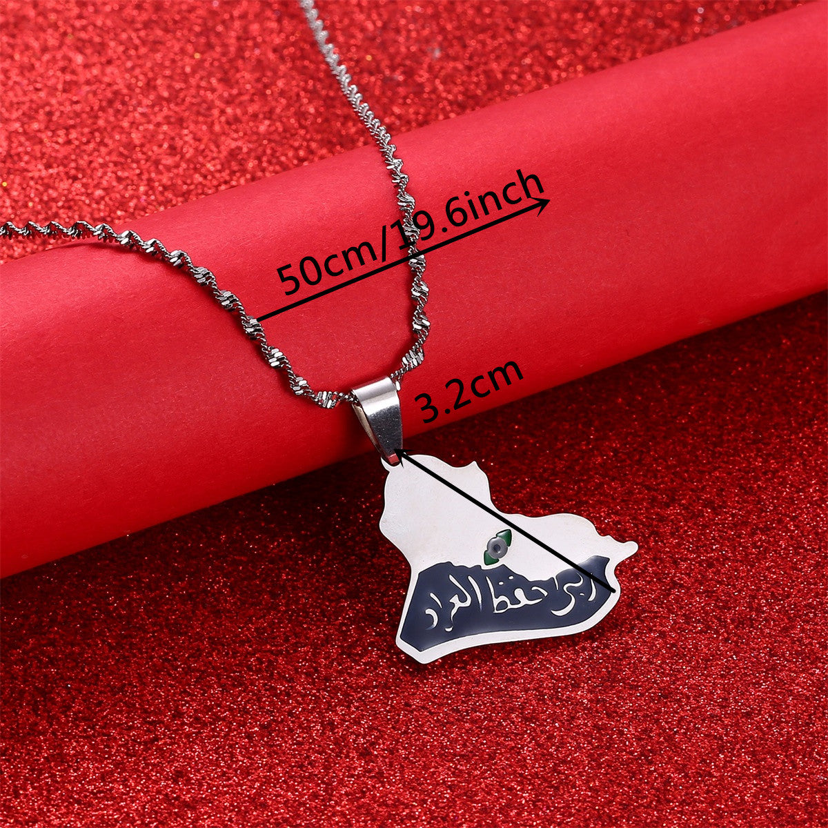 Arab Iraq Silver color Map Necklace Creative Personality Pendants Jewelry Fashion Accessories
