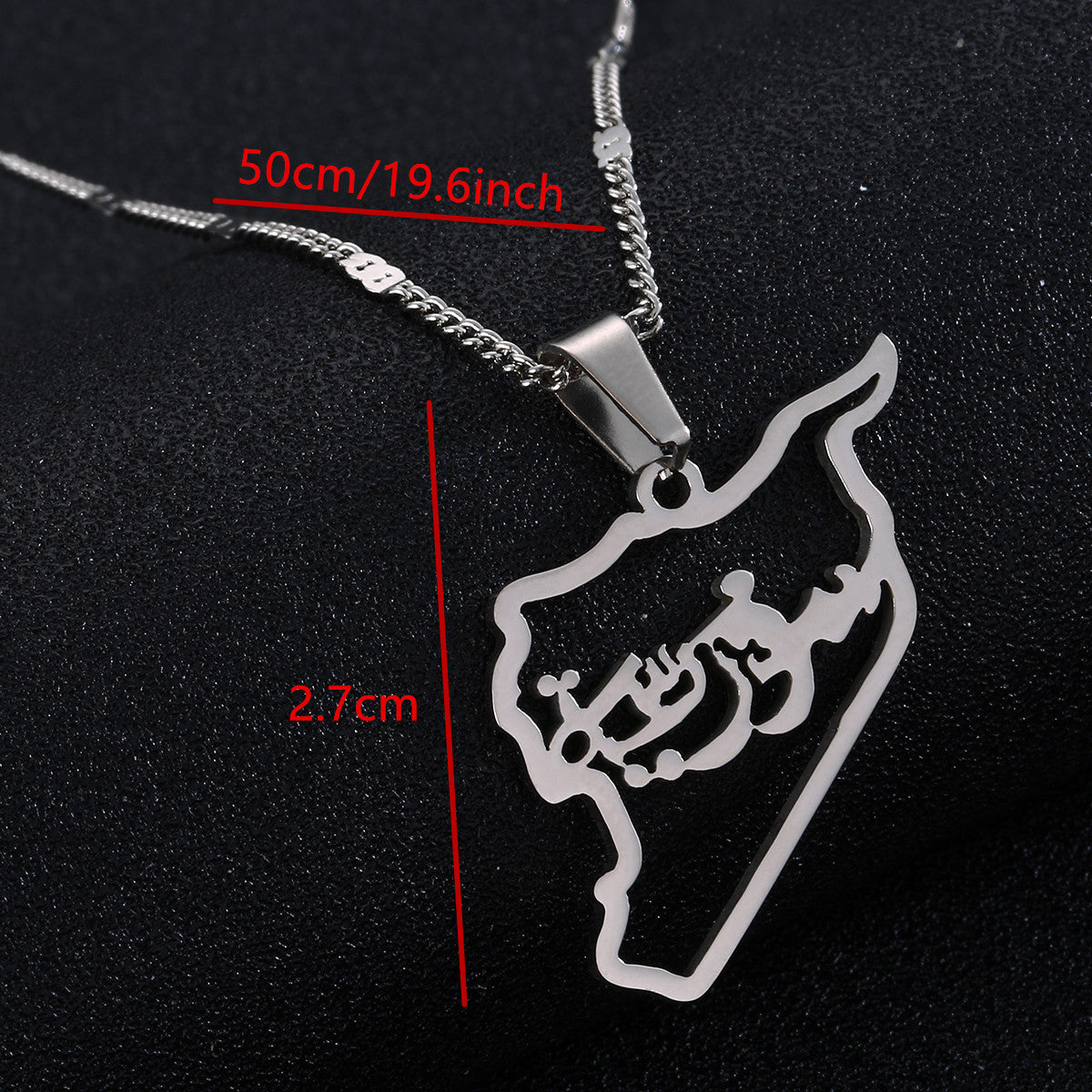 Stainless Steel Silver Color Syria Map Pendant Necklace Trendy Syria Map Outline Chain Jewelry