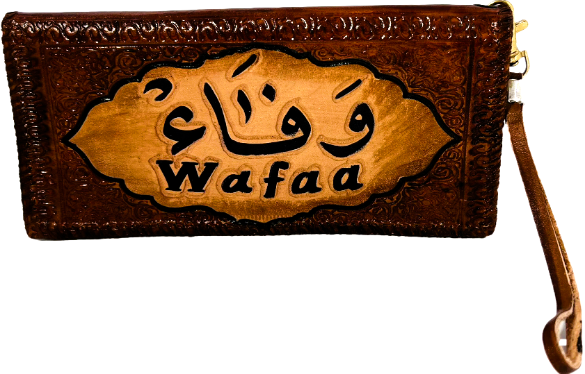 Handmade wallet for women, made from cow leather. ( Wafaa وَفاء )  جلد طبيعي