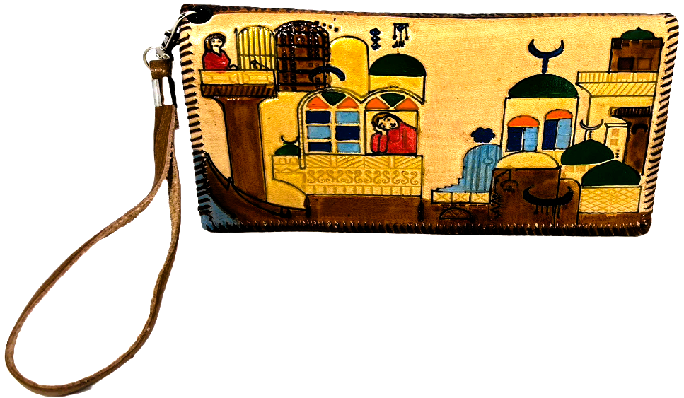 Handmade wallet for women, made from cow leather. ( Maryam مَريَم ) جلد طبيعي