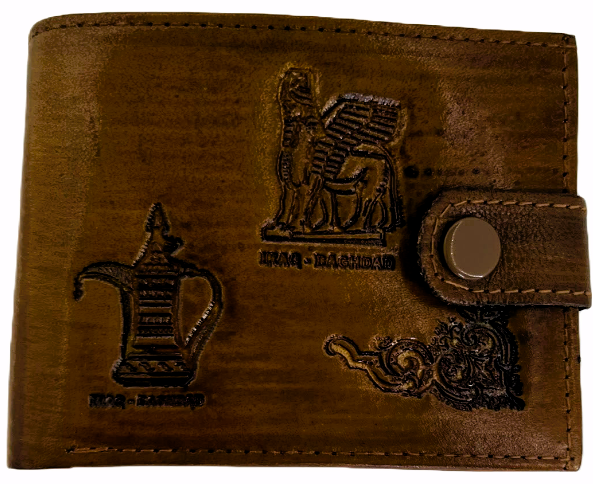 Handmade wallet for men, made from cow leather. (Hussain حُسَين ) جلد طبيعي