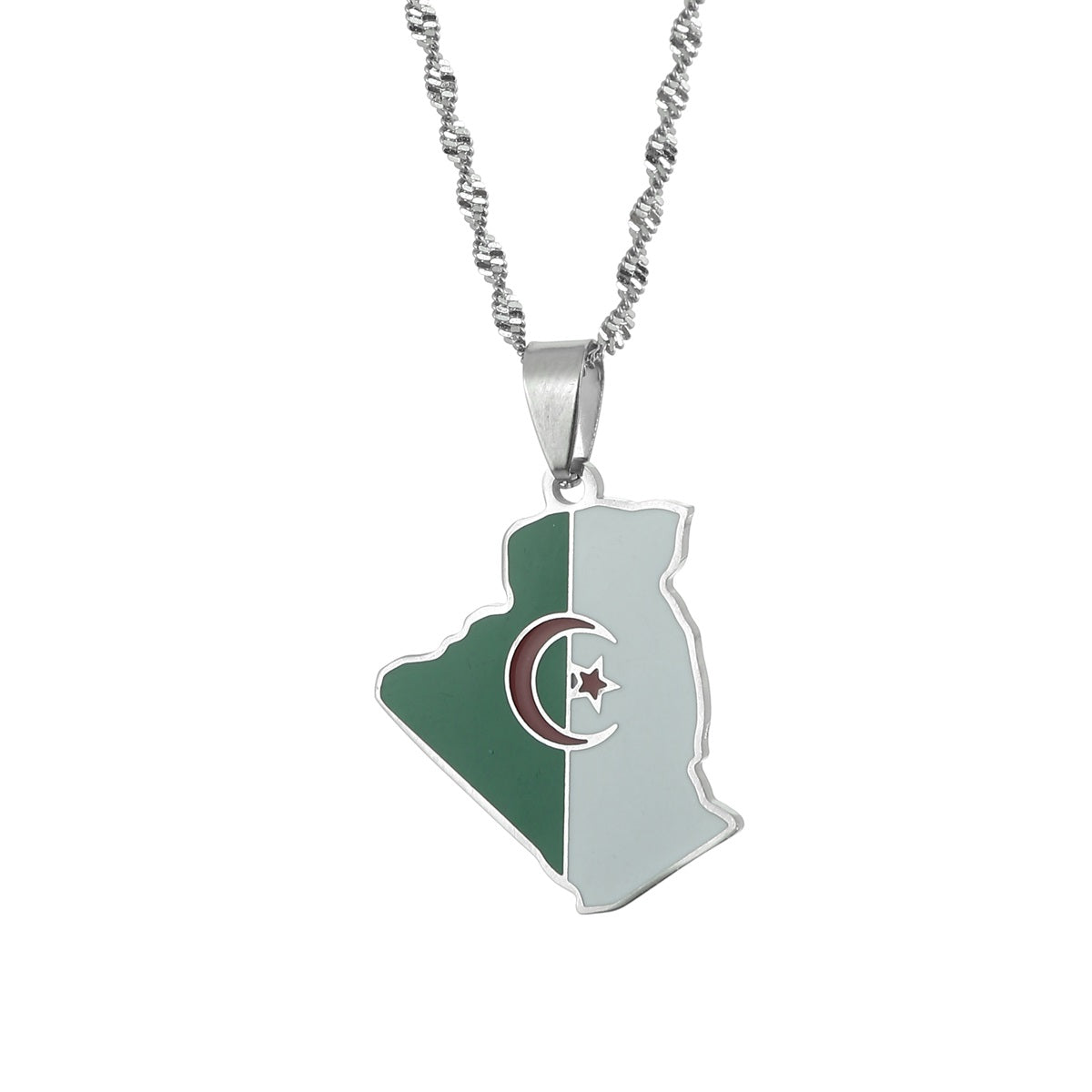 Algeria Falg Map Necklace