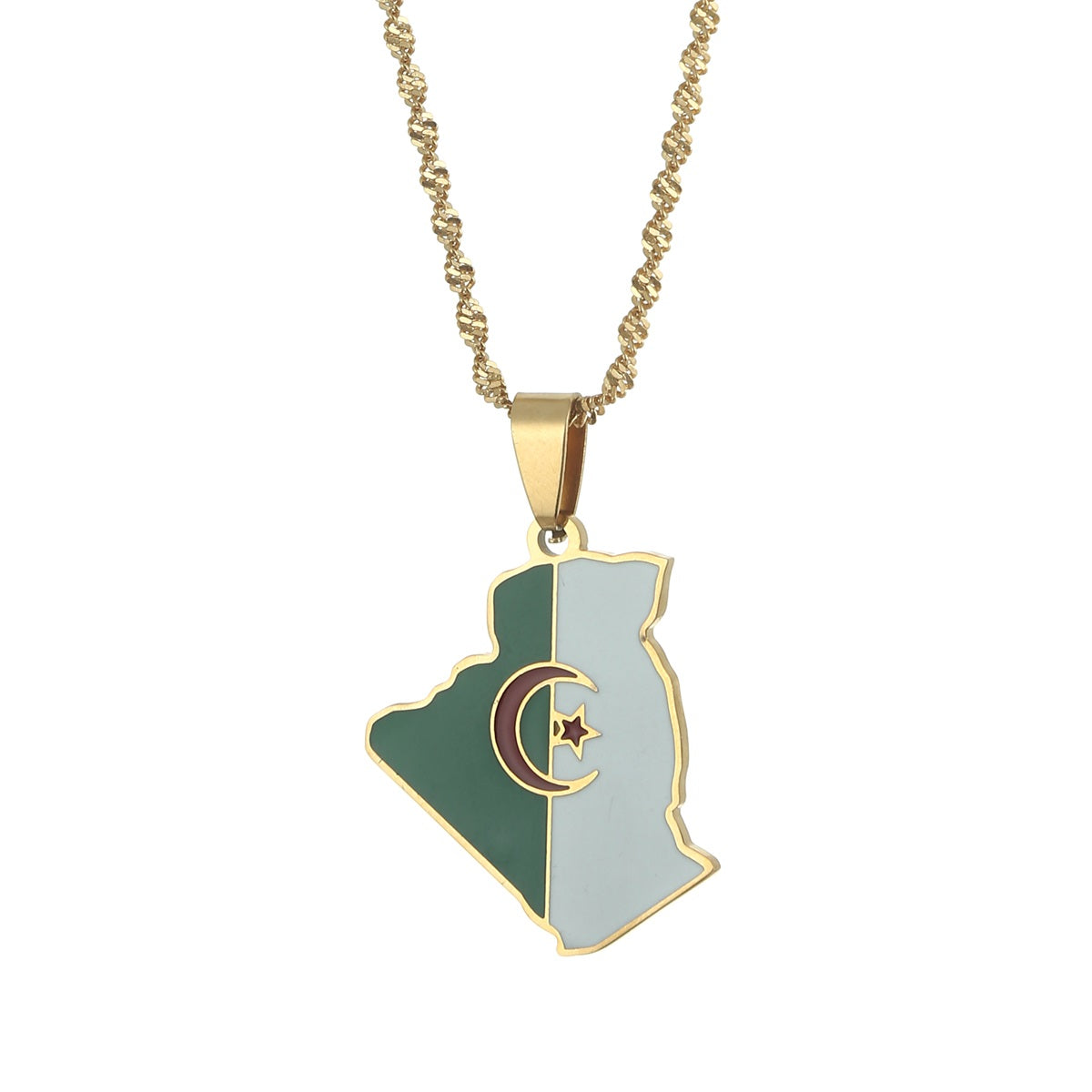 Algeria Falg Map Necklace