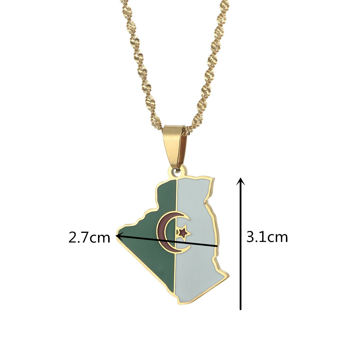 Algeria Falg Map Necklace
