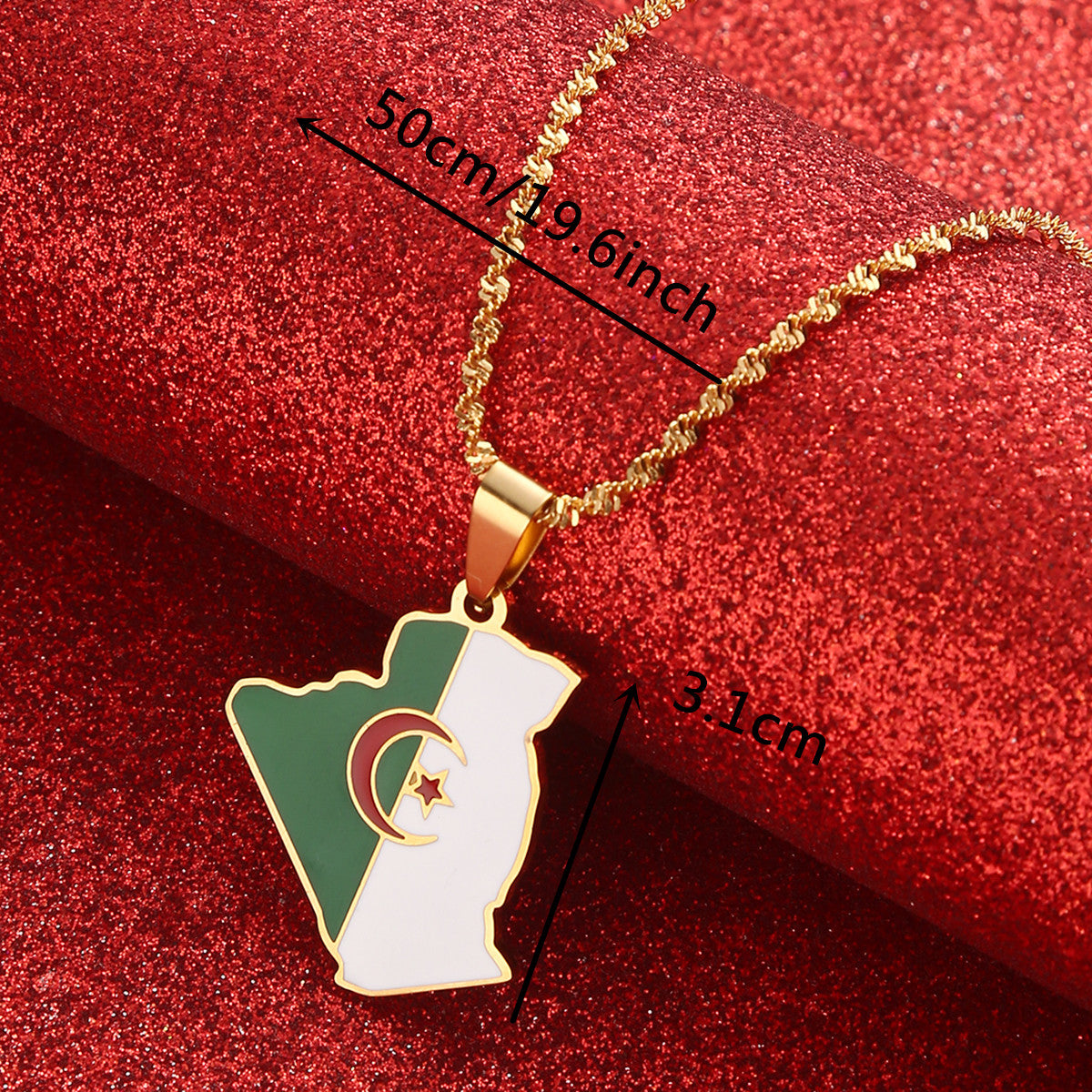 Algeria Falg Map Necklace