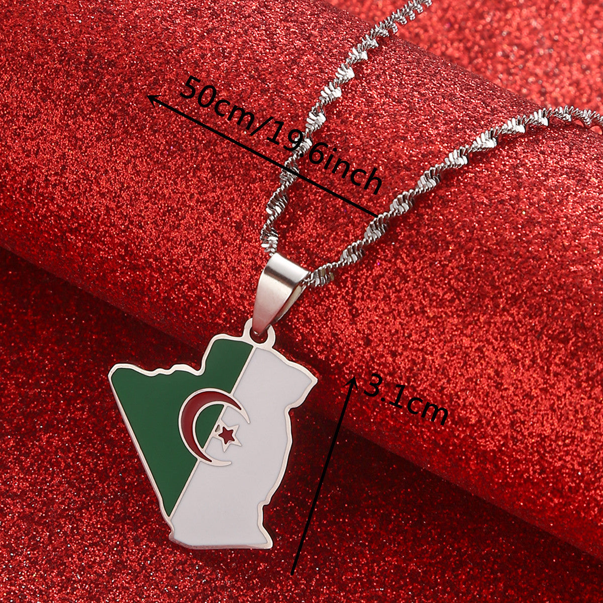 Algeria Falg Map Necklace