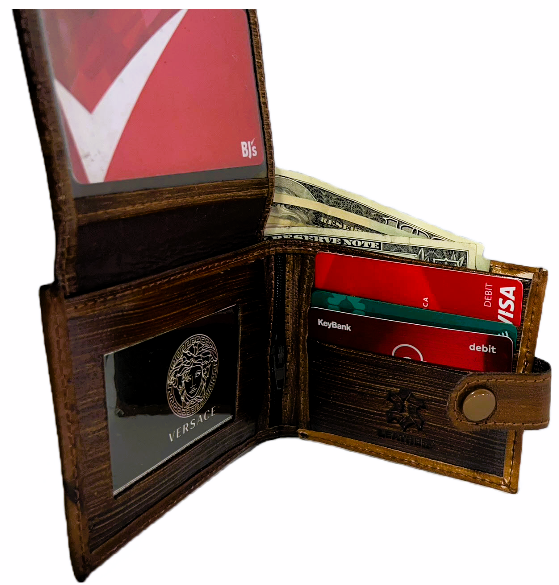 Handmade wallet for men, made from cow leather. (Omar عُمُر)  جلد طبيعي