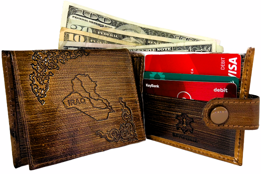 Men Handmade wallet of leather. Lamassu (جلد طبيعي)
