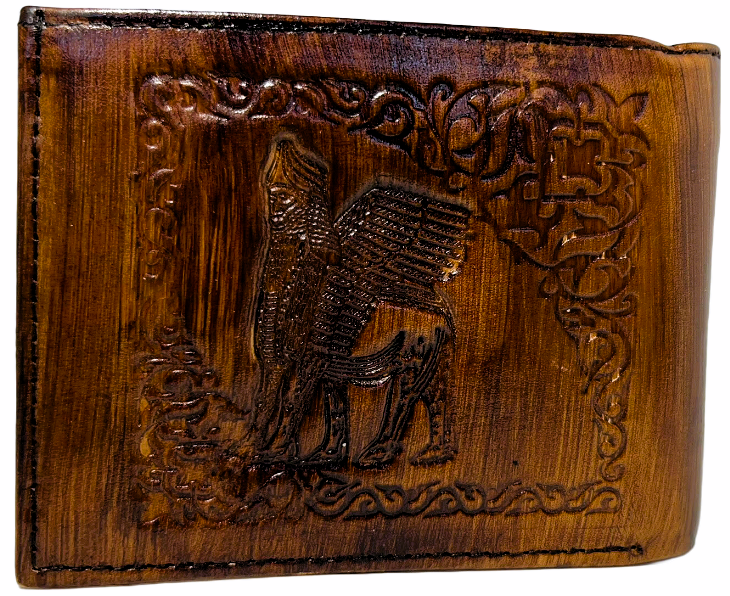 Men Handmade wallet of leather.   Hammurabi and Harp (جلد طبيعي)