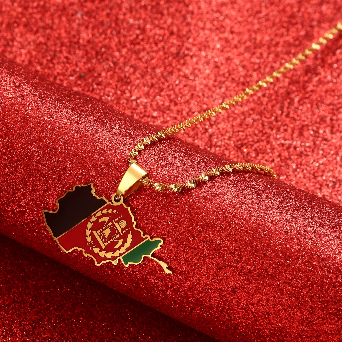 Afghanistan Map With Flag Pendant Necklaces For Women Men