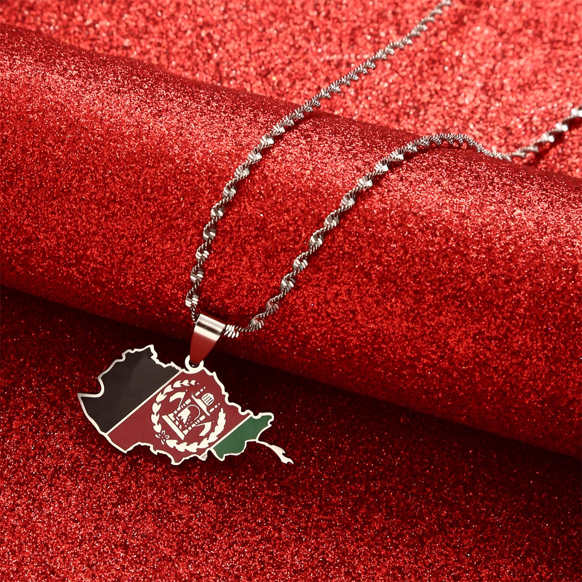 Afghanistan Map With Flag Pendant Necklaces For Women Men