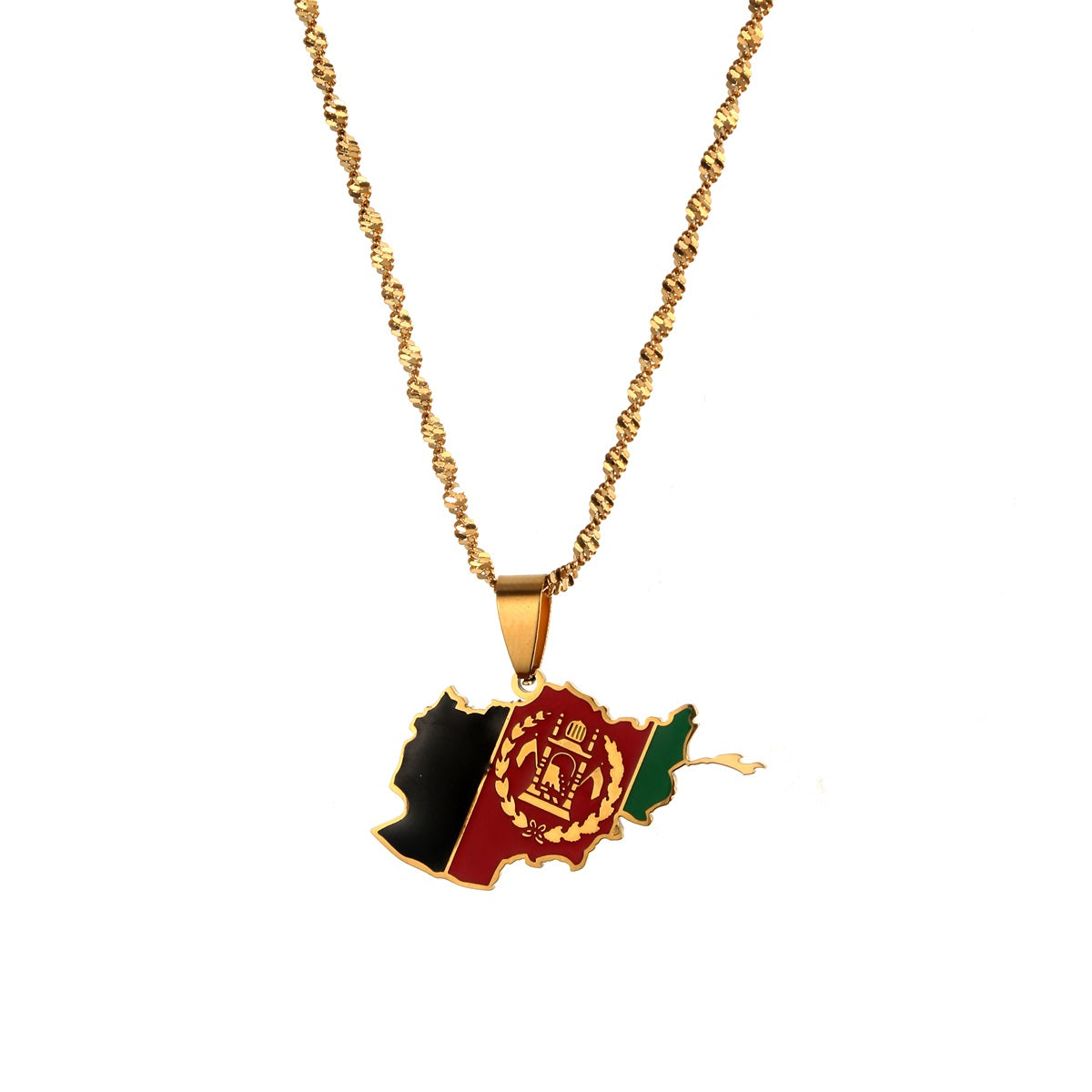 Afghanistan Map With Flag Pendant Necklaces For Women Men