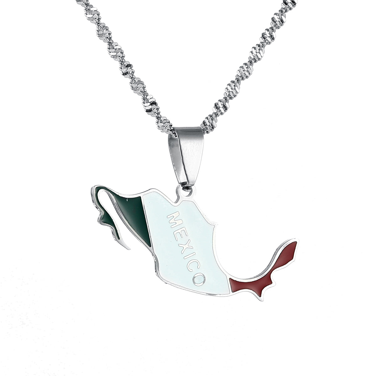 Mexico Flag and Map Necklace for Men and Women