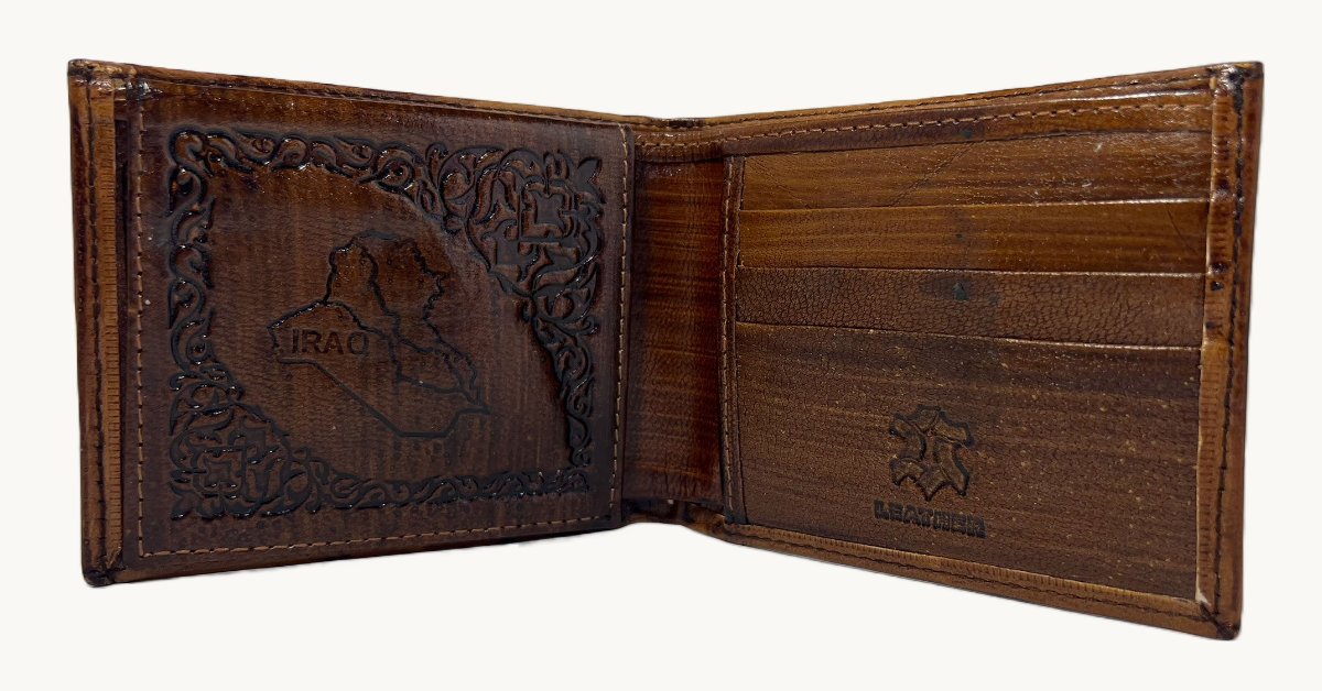 Men Handmade wallet of leather.   Hammurabi and Harp (جلد طبيعي)