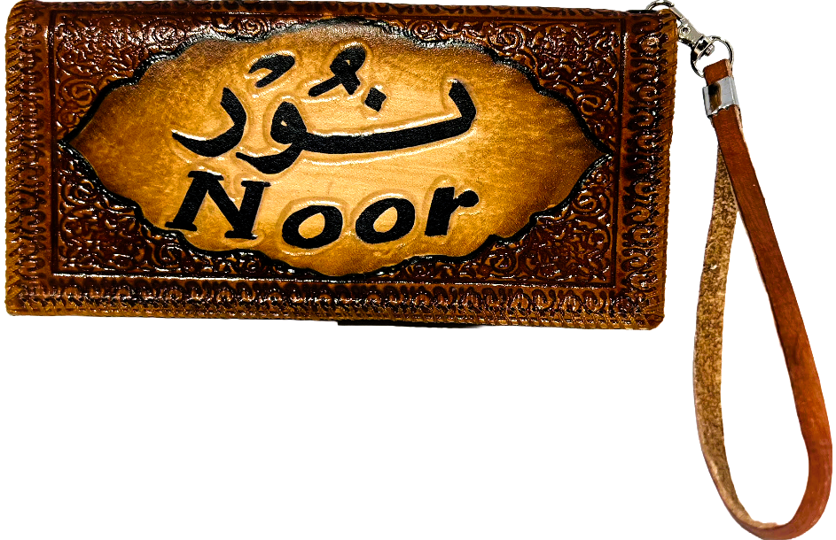 Handmade wallet for women, made from cow leather ( Noor نور)  جلد طبيعي