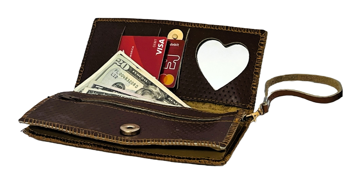 Handmade wallet for women, made from cow leather. (Fatima  فاطمة)  جلد طبيعي